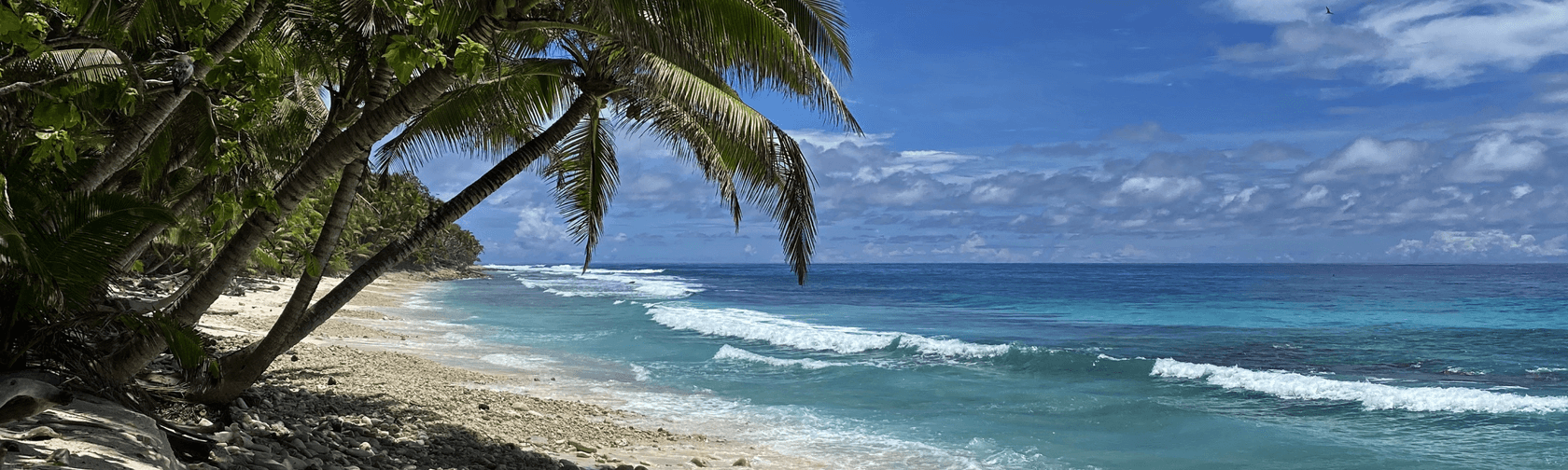 Researchers and rangers have to swim into the shore with their equipment and camping supplies to study the remote Pulu Keeling National Park. Credit: Karina Sorrell