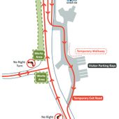 A diagram of the road closures