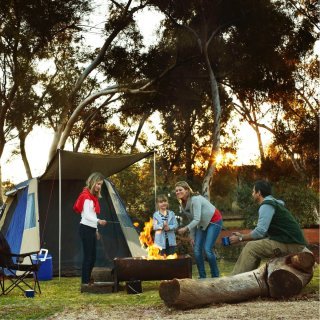 Family at Ayers Rock Campground. Photo: Ayers Rock Resort