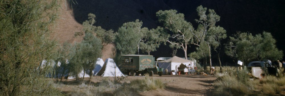 Tents set up at the base of Uluru